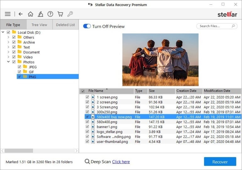 Stellar Data Recovery premium view.