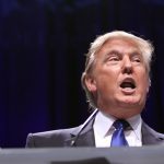 US President Donald Trump giving out a speech.
