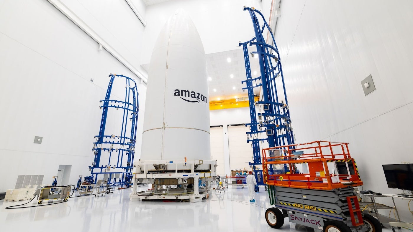 The Project Kuiper payload is prepared for liftoff.