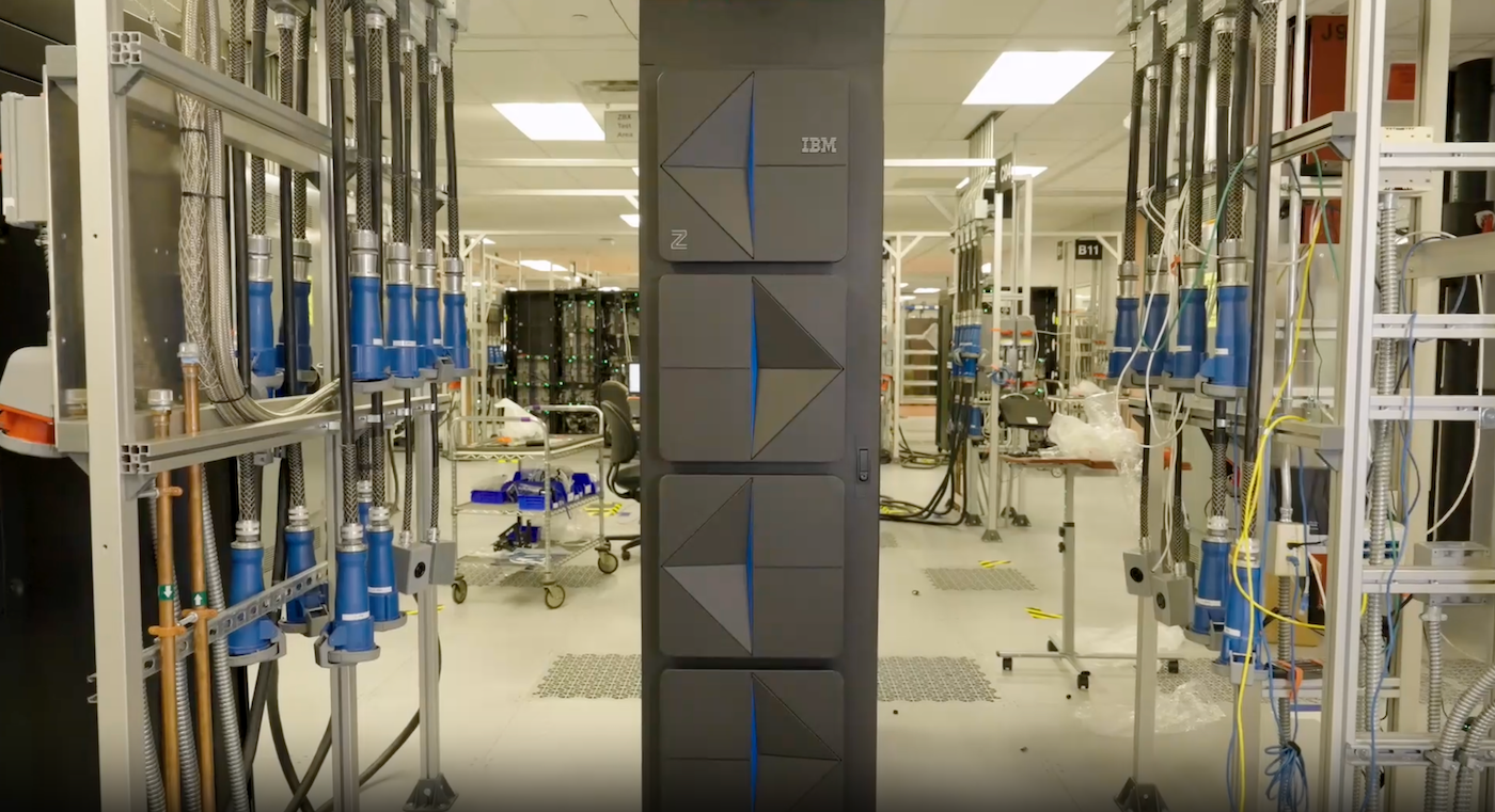 Screenshot of IBM z17 mainframe from an IBM product video.