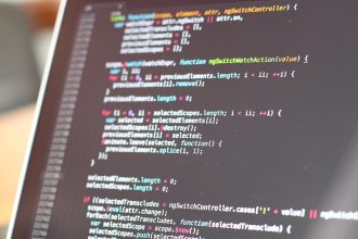 Zoomed in monitor with programming.