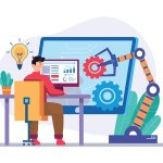 Flat vector illustration of the automation concept.