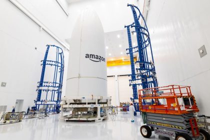 The Project Kuiper payload is prepared for liftoff.