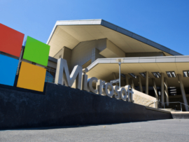 Microsoft sign outside the office.