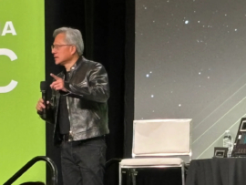 NVIDIA CEO Jensen Huang speaks during a press Q&A during NVIDIA GTC in San Jose, California on March 19, 2024.